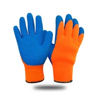 Перчатки утепленные оранжевые, акрил с синим рифленым латексным покрытием 7 кл.(..