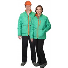 Куртка СИРИУС-ПРАГА-Люкс зеленое яблоко (подкладка оранжевый флис)