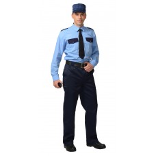Рубашка Охранника дл. рукав (тк. Вега) голубая с т.синим