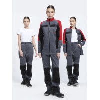 Костюм женский Вектрон-1 (тк.Смесовая,240) брюки, серый/красный/черный