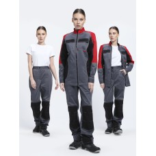 Костюм женский Вектрон-1 (тк.Смесовая,240) брюки, серый/красный/черный