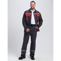 Костюм Итрорис-1 СОП (тк.Саржа,250) брюки, т.серый/красный
