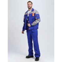 Костюм Драга-2 (тк.Смесовая МВО,240) п/к, васильковый/св.серый/оранжевый