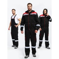 Костюм Нейч-2 СОП с капюшоном К. (тк.Смесовая,210) п/к, черный/красный