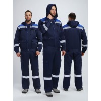 Костюм Титан-2 СОП с капюшоном CH (тк.Смесовая,210) п/к, т.синий/васильковый