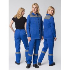 Костюм женский Весна-1 СОП CH (тк.Смесовая,210) брюки, васильковый/серый
