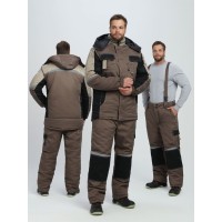 Костюм зимний Мега IMP (тк.Смесовая,240) брюки, коричневый/черный/бежевый