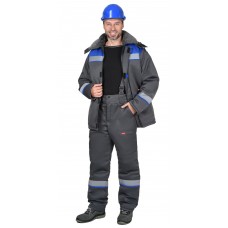 Костюм СИРИУС-РОСТ-АРКТИКА куртка, брюки, т.серый с васильковым и СОП 50 мм