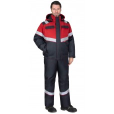 Костюм СИРИУС-НАВИГАТОР-1М зимний, куртка кор., п/к, тёмно-серый с красным и СОП