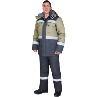 Костюм СИРИУС-ПАРИТЕТ зимний, куртка дл., брюки, тёмно-серый со светло-оливковым..