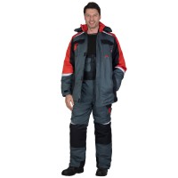 Костюм СИРИУС-ФАВОРИТ-МЕГА-РОСС зимний, куртка дл., п/к, тёмно-серый с красным, ..