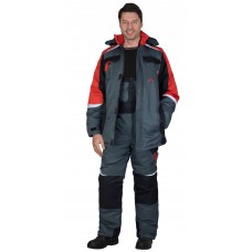Костюм СИРИУС-ФАВОРИТ-МЕГА-РОСС зимний, куртка дл., п/к, тёмно-серый с красным, чёрным и СОП