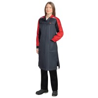 Халат СИРИУС-ФАВОРИТ-МЕГА женский, тёмно-серый с черным и красной отделкой