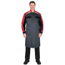 Халат СИРИУС-ФАВОРИТ-МЕГА мужской, тёмно-серый с черным и красной отделкой