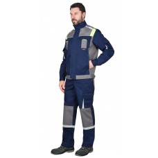 Куртка СИРИУС-СТАН синяя со средне-серым и лимонной отделкой