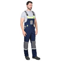 Полукомбинезон СИРИУС-СТАН синий со средне-серым и лимонной отделкой