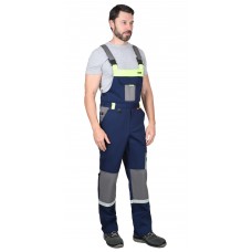 Полукомбинезон СИРИУС-СТАН синий со средне-серым и лимонной отделкой