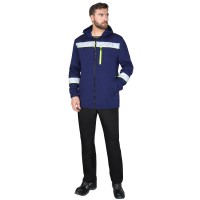 Куртка СИРИУС-АЗОВ синяя с СОП и лимонным кантом, софтшелл, пл 350 г/кв.м