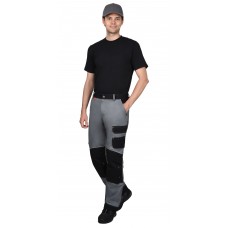Брюки СИРИУС-АРКТИК средне-серые с чёрным, мех. стрейч 260 г/м2, 65% ПЭ, 35% ХБ