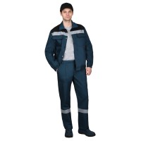 Костюм СИРИУС-МАСТЕР куртка кор., брюки, морена с черным и СОП, 245 г/м2, 65% ПЭ..